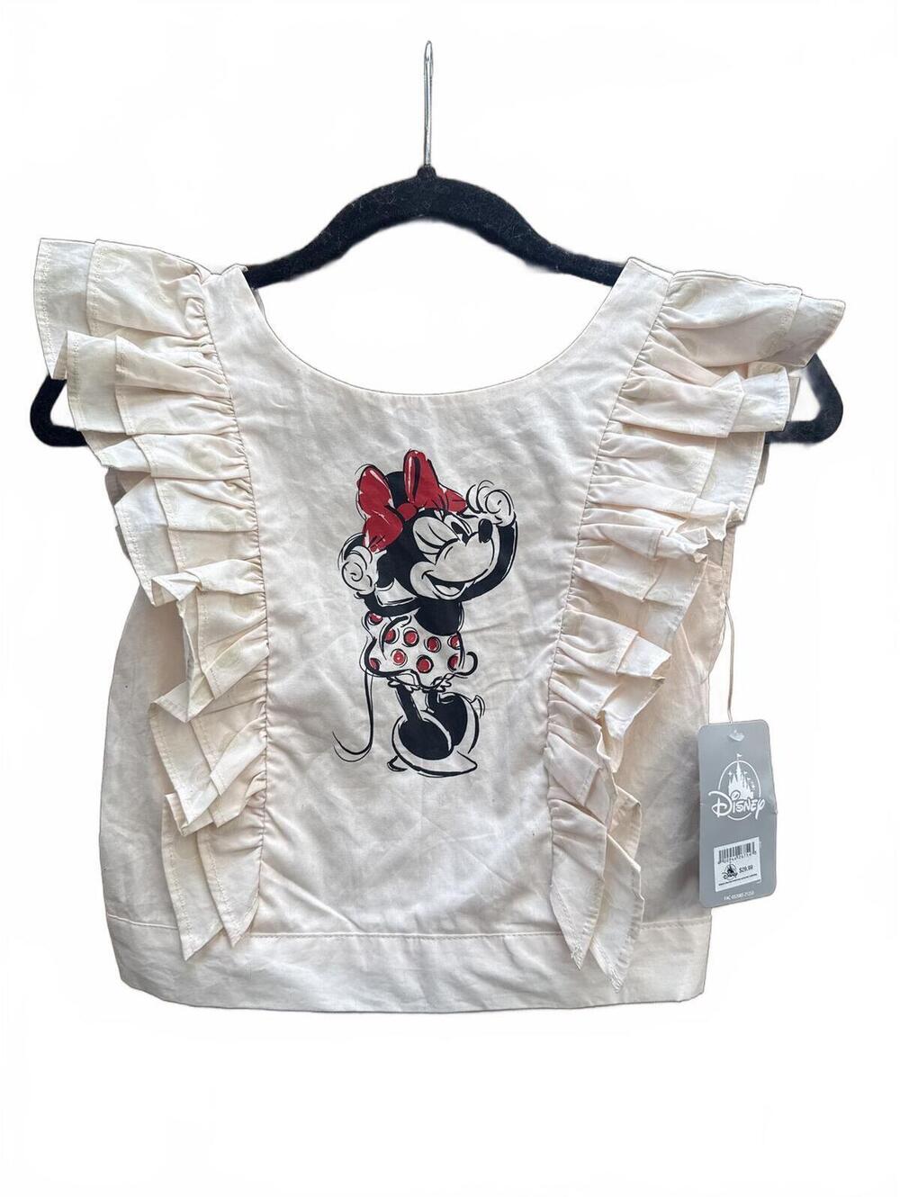 Disney Store Minnie Mouse Light Pink Ruffle Top Size 7/8 NWT Cotton